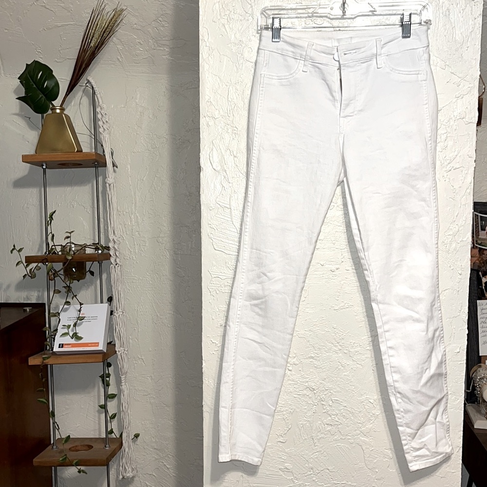 H&M white denim skinny jeans